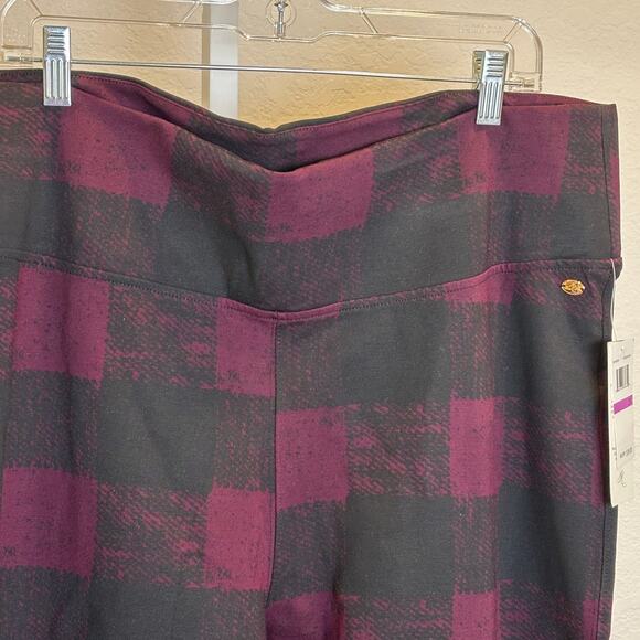 Melissa McCarthy Purple Black Checkered Plaid Heavy Leggings Pants Plus Size 2X - Picture 5 of 5